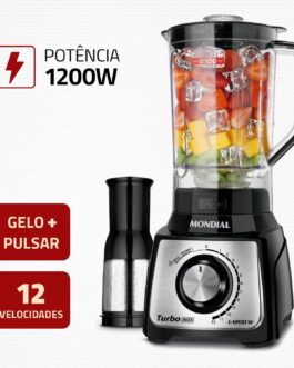 Liquidificador Turbo, Mondial, Preto/Inox, 1200W, 220V – L-1200 BI