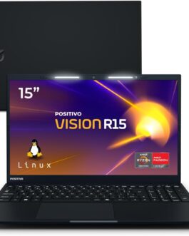 Notebook Positivo Vision R15 AMD® Ryzen 7-5700U Linux 8GB RAM 256GB SSD 15.6” Full HD Lumina Bar – Preto