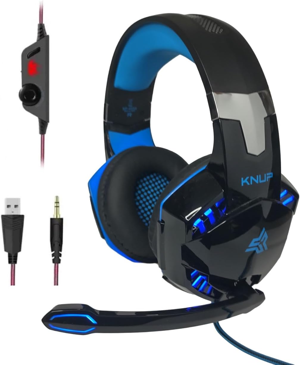 Headset Fone de Ouvido Knup Hathor Video Game Gamers Pc Celular Computador Notebook cor:Azul