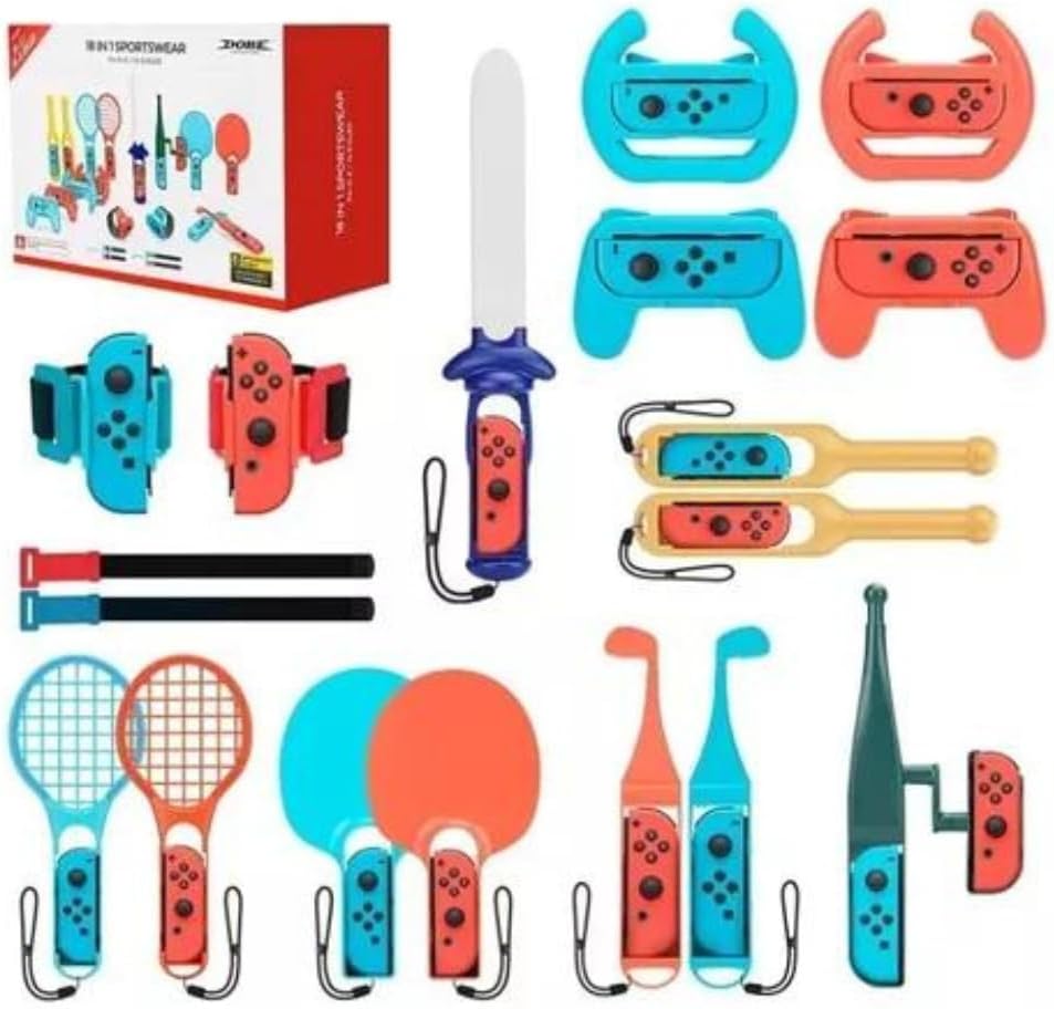 Super Kit 18 em 1 Diversos Acessórios Super Pack Para Jogos Compatível com Console Switch/Oled N-Switch