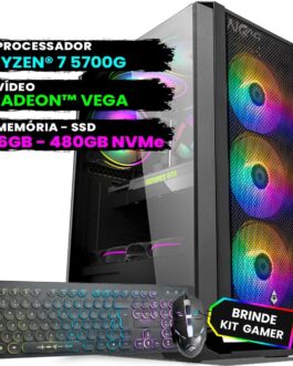 Pc Gamer Computador Completo NoLag® Amd Ryzen 7, Radeon™ Graphics Vega, 16GB Ram, SSD 480GB NVMe, Gabinete RGB