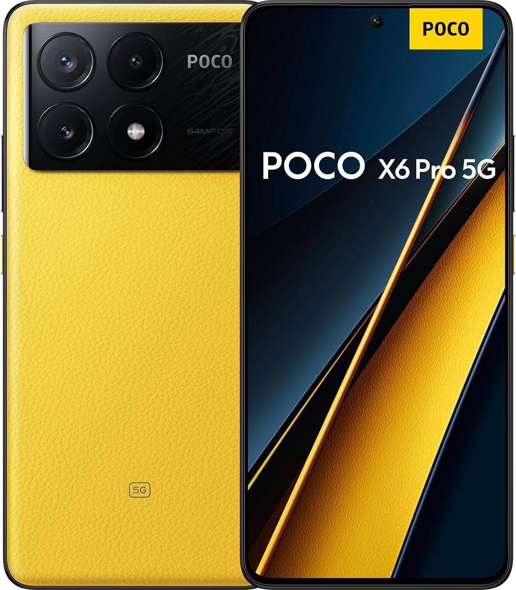 Smartphone Xiaomi POCO X6 Pro 5G 12GB+512GB NFC Dimensity 8300-Ultra 64MP câmera tripla 67W 120Hz AMOLED (Amarelo)