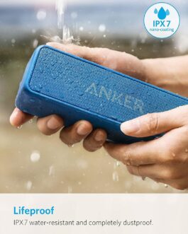 Anker AK-A3105034 Alto-falante Bluetooth portátil azul, 12W, vida útil da bateria 24H, som inacreditável, tecnologia Bass Up, à prova de intempéries, bateria de 2470 mAh, entrada auxiliar de 3,5 mm,