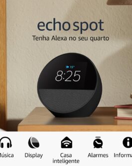 Echo Spot com Alexa (Última geração) | Despertador inteligente com som vibrante | Cor Preta