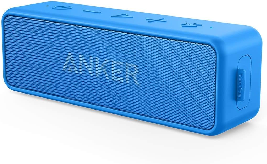 Anker AK-A3105034 Alto-falante Bluetooth portátil azul, 12W, vida útil da bateria 24H, som inacreditável, tecnologia Bass Up, à prova de intempéries, bateria de 2470 mAh, entrada auxiliar de 3,5 mm,