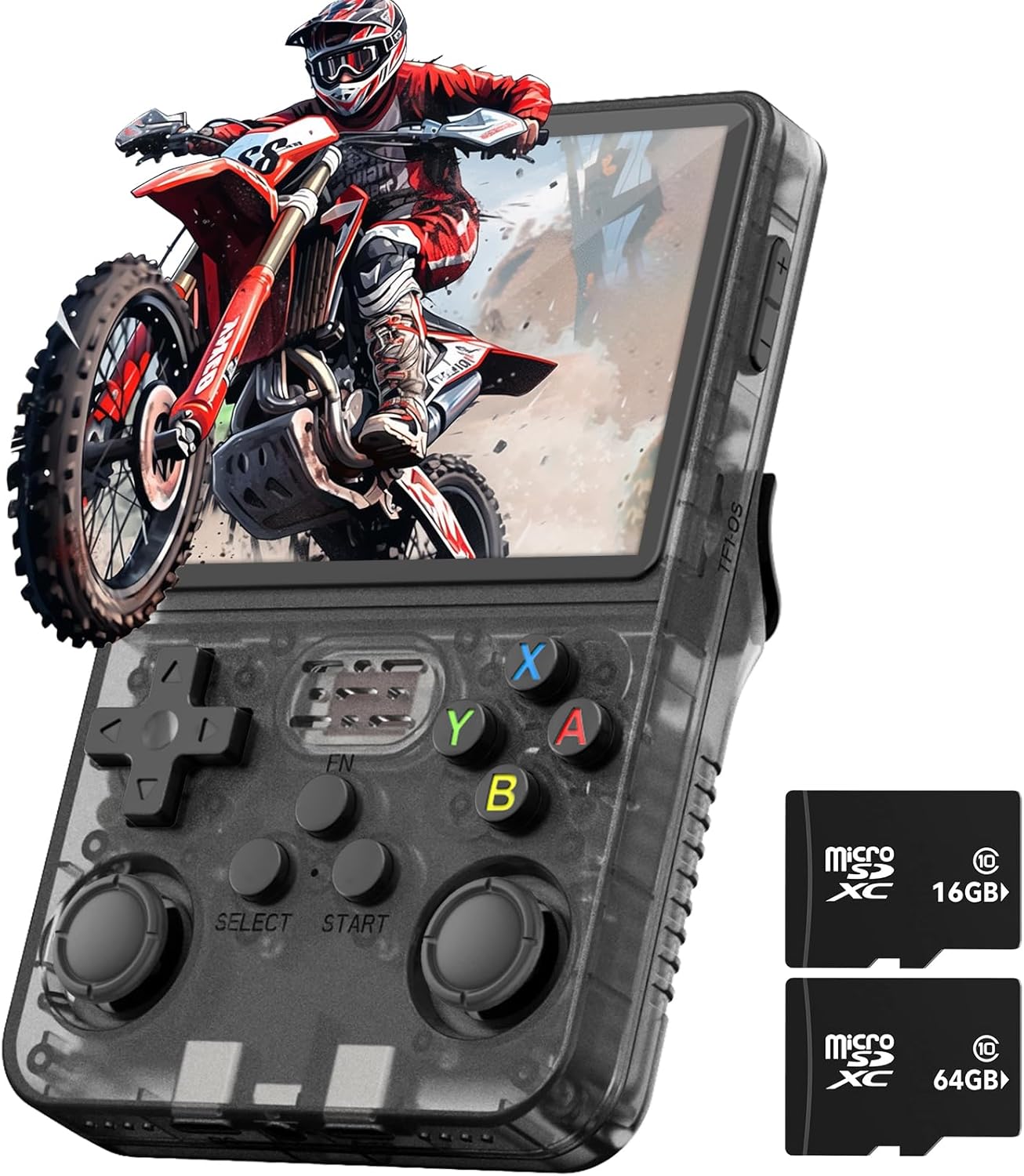 R36S Handheld Game Console, Preloaded with 15000+ Games, Linux System with 32+64G TF Card, Retro Gaming Console 3.5-inch IPS Screen (Black)