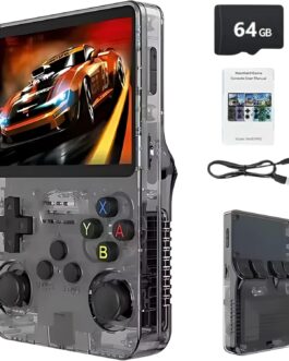 R36S Console de jogos portátil de 64 GB, integrado mais de 15.000 jogos clássicos, sistema Linux com tela HD MIPI IPS de 3,5 polegadas, dispositivo portátil de jogos e entretenimento de 3500 mAh