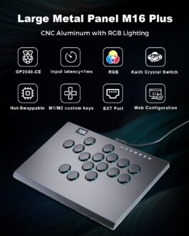 Leverless Controller Arcade Stick Haute42 M16 Plus: Aluminum Leverless Controller,Leverless Arcade Stick for PC/PS3/PS4/Switch Game,Crystal Low-Profile Switch Arcade Stick Support Hot Swap & SOCD