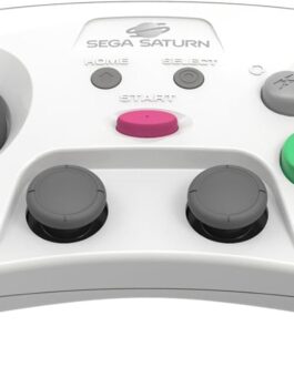 Retro-Bit SEGA Saturn® PRO – 2.4GHz Wireless Pro Controller for Sega Saturn, Sega Genesis Mini, Switch, PC, Mac – Includes 2 Receivers – White