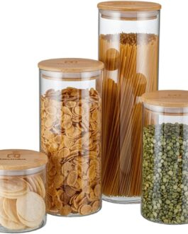 Potes Herméticos Porta-Mantimentos com Tampa de Bambu Electrolux – 4 unidades