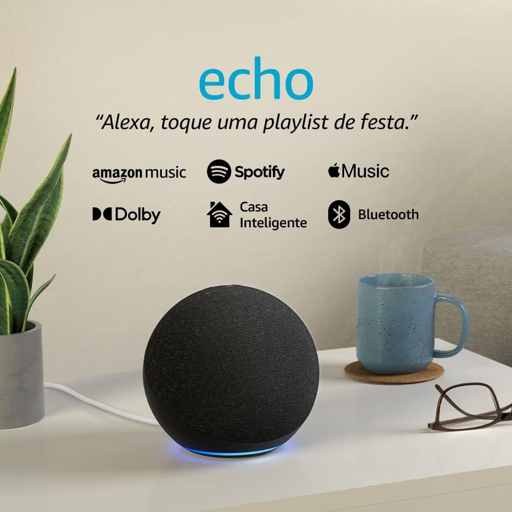 Echo com Alexa (Última geração): Com som premium e hub Zigbee de casa inteligente – Cor Preta