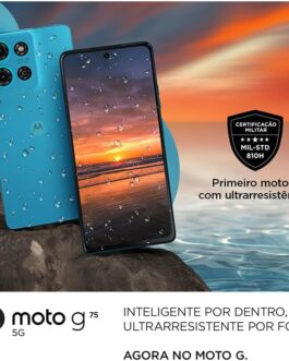 Smartphone Motorola G75 5G + Moto Buds – 256GB 16GB (8GB RAM+8GB Ram Boost) e 50MP Sony Lytia 600 Camera Moto AI Ultrarresistencia militar – Preto