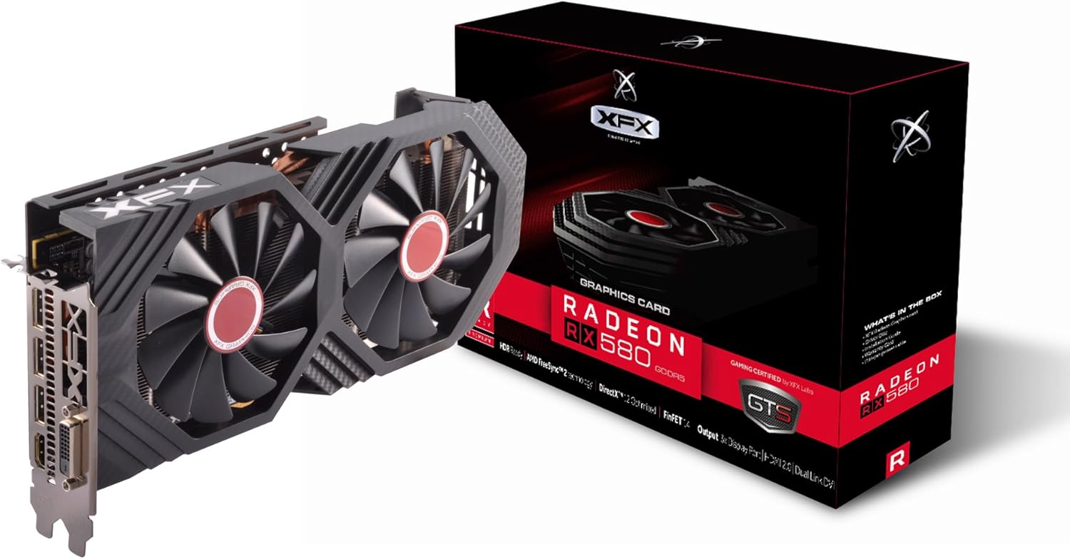Placa de Vídeo Gpu Rx 580 8Gb Oc+ Gts Ddr5 1386Mhz, Xfx, Gpu Rx580 Rx-580P8Dfd6, 8
