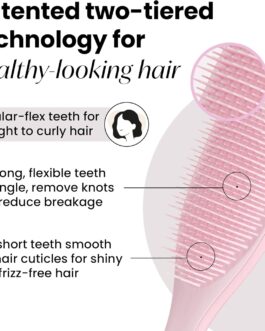 Tangle Teezer – Escova de cabelo desembaraçadora The Wet Detangler Millenial Pink para todos os tipos de cabelo, molhados. Cor: Rosa claro