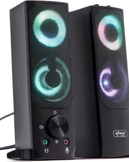 Caixa de Som Gamer Soundbar 12W Rms Real Torre Led Rgb Alto Falantes Subwoofer Estéreo P2 Usb Pc Computador Notebook Mac Tv