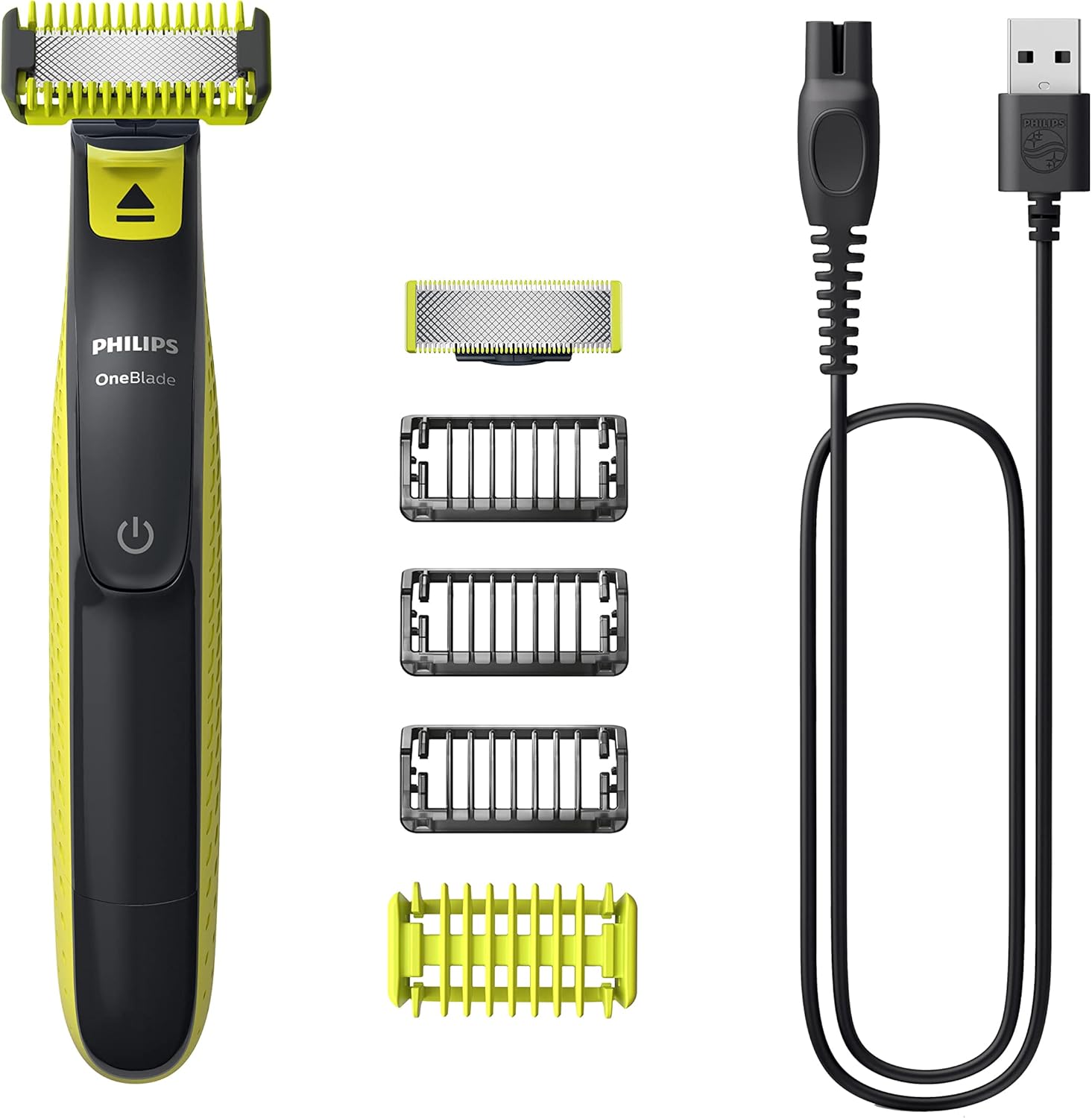 Aparador e raspador para rosto e corpo OneBlade com 4 pentes, à prova d’água, bivolt – QP2824/10 Philips