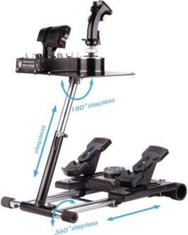 Wheel Stand Pro Deluxe V2 (Black, Thrustmaster Hotas Warthog & Saitek X52/Pro, X55, X56, X65) – USB PC & Mac Compatible – Video Game Controller Stand