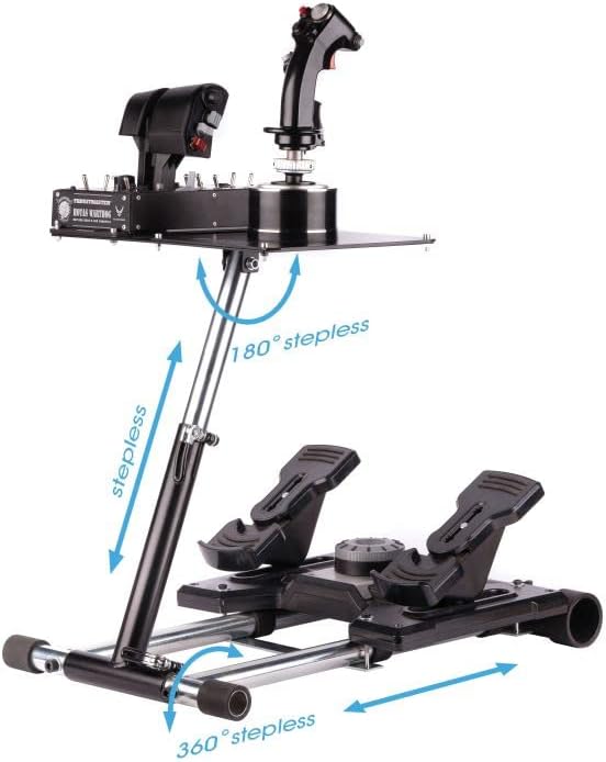 Wheel Stand Pro Deluxe V2 (Black, Thrustmaster Hotas Warthog & Saitek X52/Pro, X55, X56, X65) – USB PC & Mac Compatible – Video Game Controller Stand