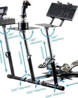 Wheel Stand Pro Deluxe V2 (Black, Thrustmaster Hotas Warthog & Saitek X52/Pro, X55, X56, X65) – USB PC & Mac Compatible – Video Game Controller Stand