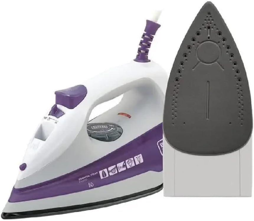 Black Decker Ferro de Passar Roupa, com Vaporizador, Base Antiaderente, Branco e Roxo, Modelo FX1000, 220V