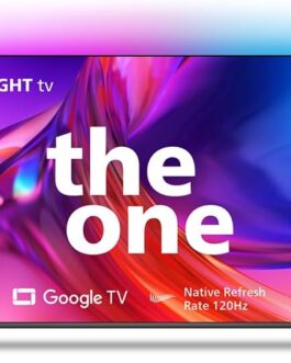 PHILIPS, Smart TV, Ambilight THE ONE 75″ 4K 120 Hz, 75PUG8808/78, Google TV, P5, DTS Play-Fi, Freesync, Dolby Vision e Atmos, 40 WRMS