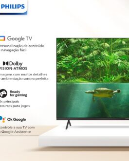 Smart TV Philips 50″ 4K 50PUG7408/78, Google TV, Comando de Voz, Dolby Vision/Atmos, VRR/ALLM, Bluetooth