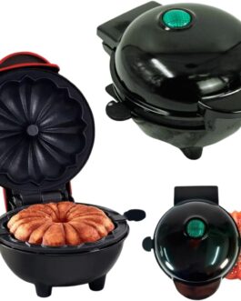 Mini Máquina de Fazer Bolo Elétrica 110v Antiaderente Portátil Automática Assa Rápido (Preta)
