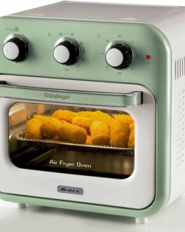 Ariete 4632, Fritadeira 2 em 1, Air Fryer e Forno Elétrico Vintage Verde, Capacidade de 16 Litros, 1400 Wats, Porta Transparente – 127V