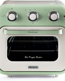 Ariete 4632, Fritadeira 2 em 1, Air Fryer e Forno Elétrico Vintage Verde, Capacidade de 16 Litros, 1400 Wats, Porta Transparente – 127V