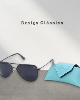 Óculos de Sol Aviador Clássico Unissex Polo London Club, Armação em Metal Stainless Stell