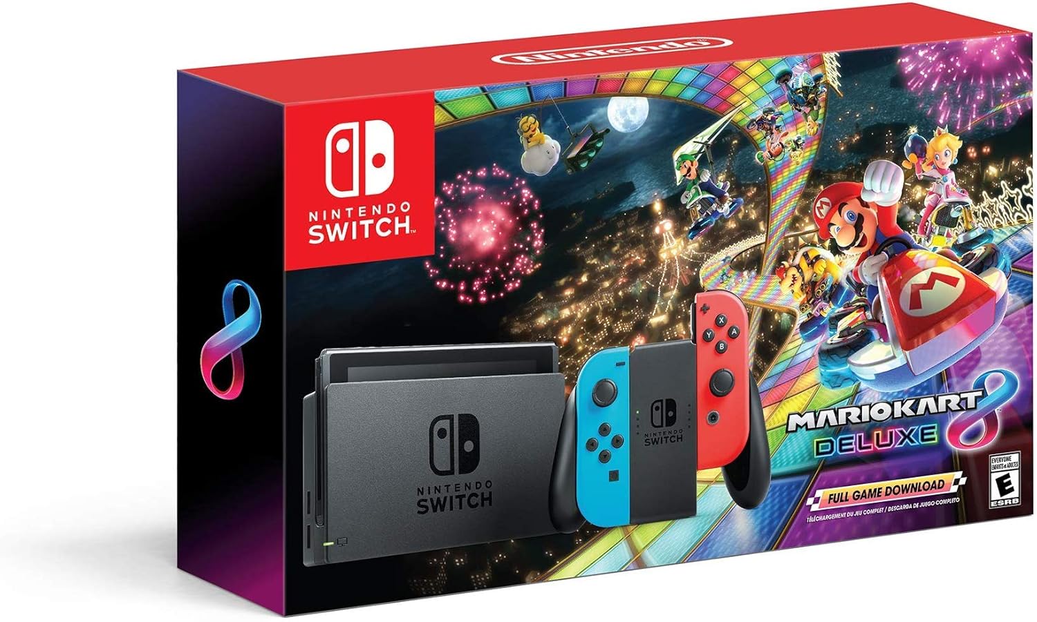 New Nintendo Switch Azul e Vermelho Neon + Jogo Mario Kart 8