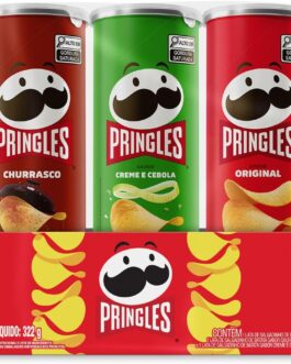 Pringles Pack Promo Salgadinho de Batata Frita 3 Sabores – Original, Creme e Cebola e Churrasco