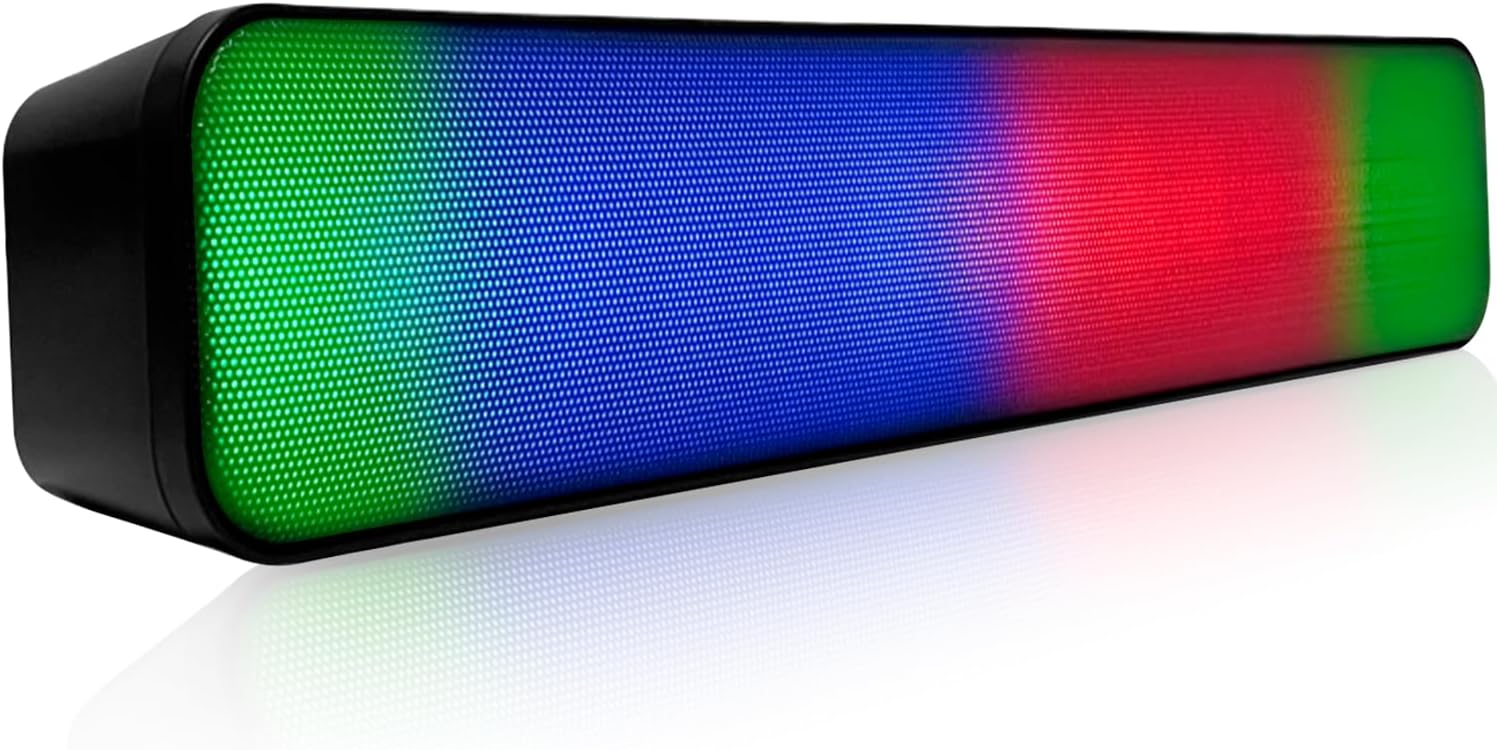 Caixa Caixinha de Som Gamer Bluetooth Pc Soundbar Gamer Led Rgb Para Computador Tv Notebook Gamer Usb Auxiliar P2 Luz de Led Sincronizada