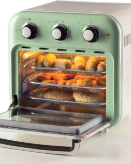 Ariete 4632, Fritadeira 2 em 1, Air Fryer e Forno Elétrico Vintage Verde, Capacidade de 16 Litros, 1400 Wats, Porta Transparente – 220V