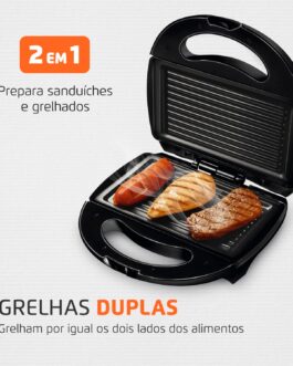 Sanduicheira Fast Grill e Sandwich, Mondial, Preto, 750W, 110V – S-12