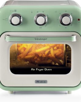 Ariete 4632, Fritadeira 2 em 1, Air Fryer e Forno Elétrico Vintage Verde, Capacidade de 16 Litros, 1400 Wats, Porta Transparente – 220V