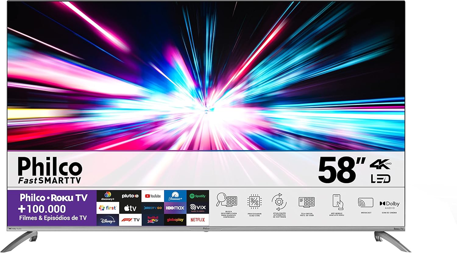 Smart TV Philco PTV58G7UR2CSBL 58” 4K Led Dolby Audio