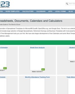 Excel Templates, Spreadsheets, Calendars and Calculators