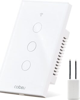Interruptor Inteligente WiFi, Interruptor Smart Sem Fio Doméstico Multifuncional, Controle Remoto de Eletrodomésticos Por Celulares, Controle Por Voz, Branco, 3 Botao, sem neutro