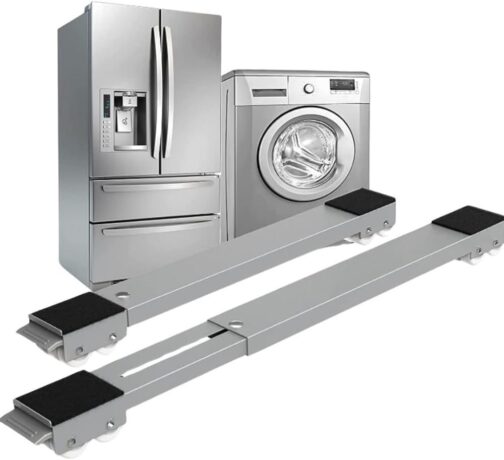Suporte móvel com rodinhas, ideal para geladeiras, máquinas de lavar, móveis e eletrodomésticos domésticos, com Regulagem de Altura e Freios Premium - Imagem 7