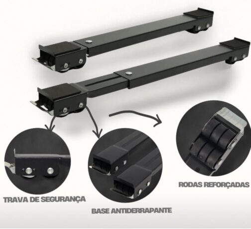 Suporte móvel com rodinhas, ideal para geladeiras, máquinas de lavar, móveis e eletrodomésticos domésticos, com Regulagem de Altura e Freios Premium - Imagem 3