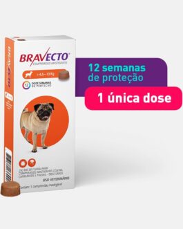 Bravecto® Cães 250mg – Antipulgas e Carrapatos – Cães de 4,5 a 10kg – 1 Comp. Mastigável – MSD Saúde Animal