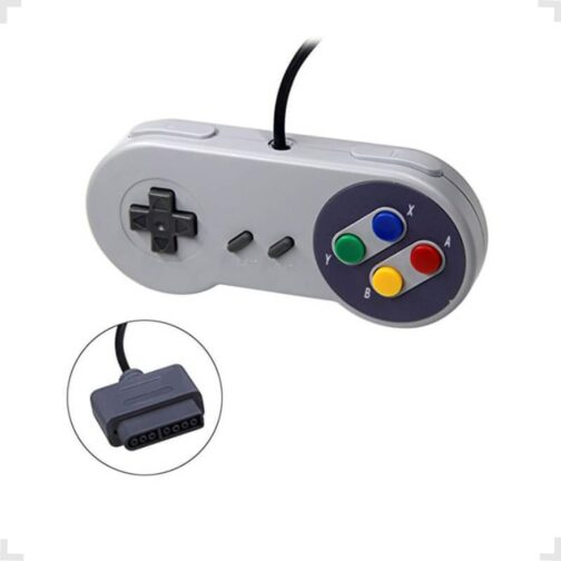 Kit Com 2 Controle Joystick Com Fio Para Super Nintendo Snes - Imagem 2
