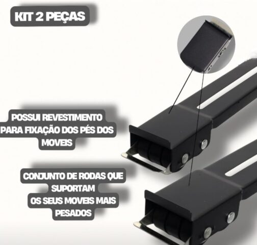 Suporte móvel com rodinhas, ideal para geladeiras, máquinas de lavar, móveis e eletrodomésticos domésticos, com Regulagem de Altura e Freios Premium - Imagem 5
