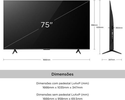TCL LED SMART TV 75” P755 4K UHD GOOGLE TV - Imagem 5