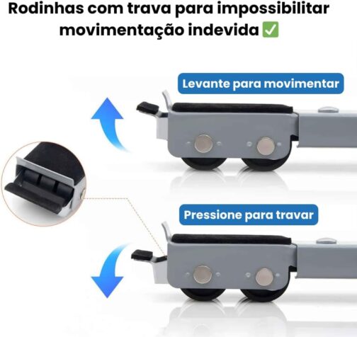 Suporte com Rodinhas e Base Móvel Ajustável para Eletrodomésticos Pesados Fogão, Geladeira, Máquina de Lavar, Secadoras até 200kg, com Trava, Resistente e Reforçado, 24 Rodinhas - Imagem 4