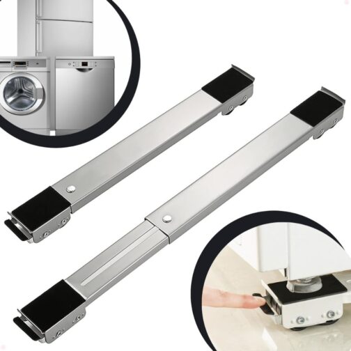 Suporte móvel com rodinhas, ideal para geladeiras, máquinas de lavar, móveis e eletrodomésticos domésticos, com Regulagem de Altura e Freios Premium - Imagem 4