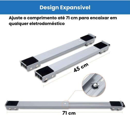 Suporte com Rodinhas e Base Móvel Ajustável para Eletrodomésticos Pesados Fogão, Geladeira, Máquina de Lavar, Secadoras até 200kg, com Trava, Resistente e Reforçado, 24 Rodinhas - Imagem 3