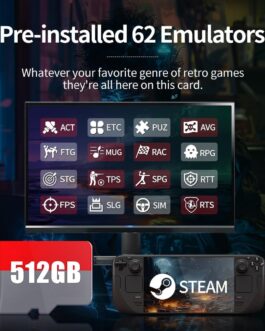 512G Game Card Retro Gaming Console with built in 51,415 Games, Emulator Console 62 Emulators Preloaded Game Console Gaming System Compatible with SteamDeck/Win600/Windows8.1/10/11 Retro Gamer Gift