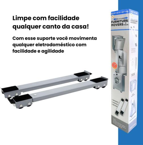 Suporte com Rodinhas e Base Móvel Ajustável para Eletrodomésticos Pesados Fogão, Geladeira, Máquina de Lavar, Secadoras até 200kg, com Trava, Resistente e Reforçado, 24 Rodinhas - Imagem 2